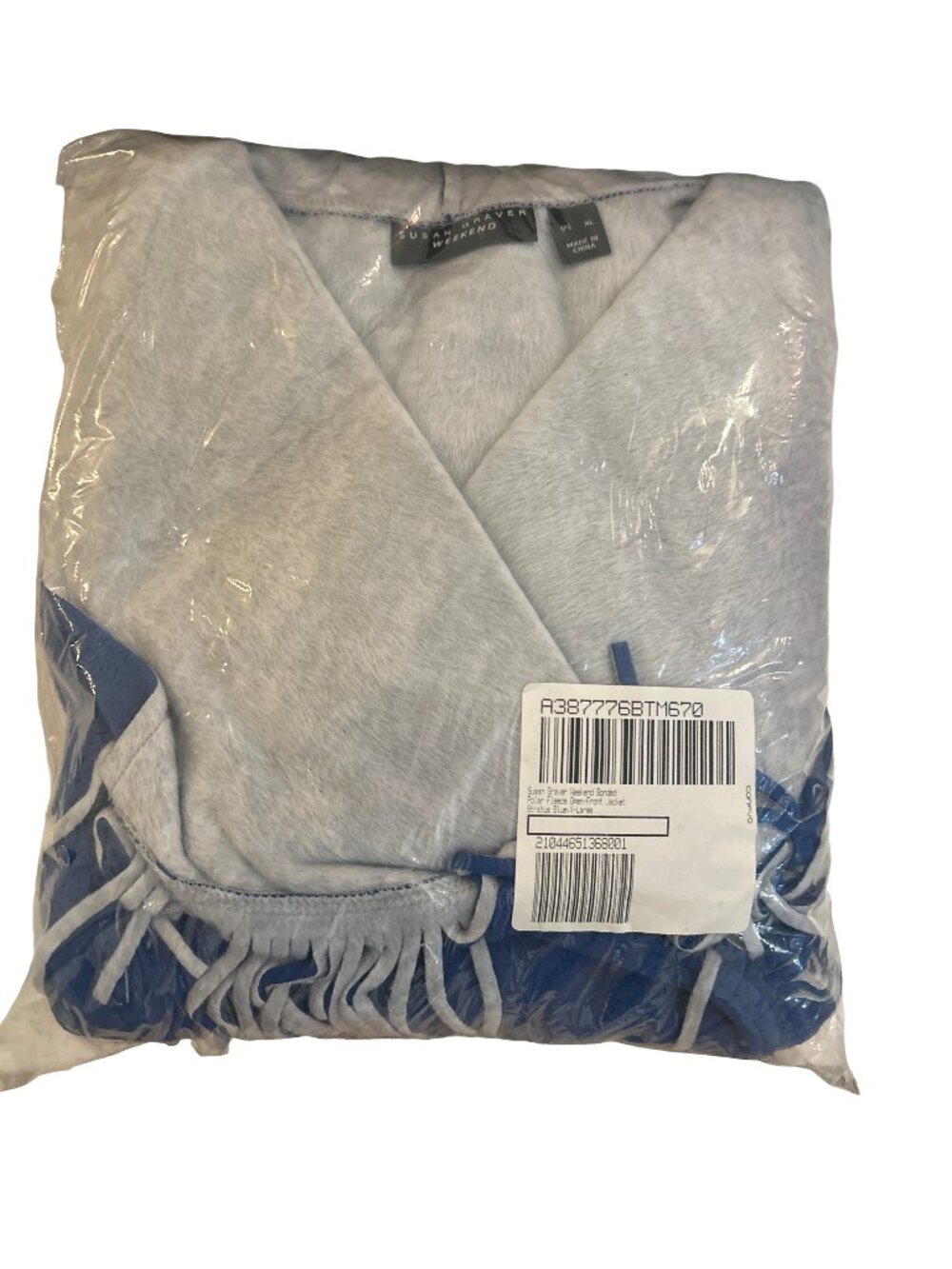 VTG Susan Graver XL Weekend Bonded Polar Fleece Open-Front Fringe Jacket NWT